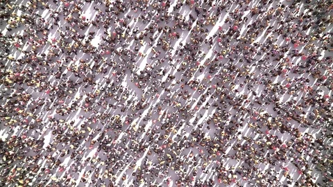 Large Anonymous Crowd Zoom Out. Camera Spin. Stock Footage 79925563