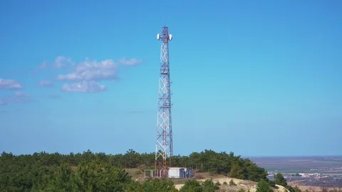 Large antennas on the mountain Stock Footage 104835638