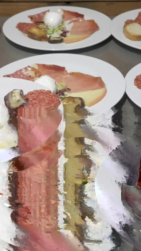 Large Antipasto Platter Ready for Many Guests: Mozzarella, Eggplant, Ham Video stock 336793792