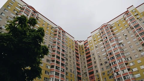 Large apartment building. The view from the bottom up. prospect. Sleeping area. Stock Footage 120958046