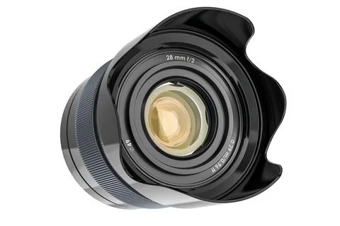 Large-Aperture Wide-Angle Lens, photography camera lens. 3D rendering Stock Illustration
