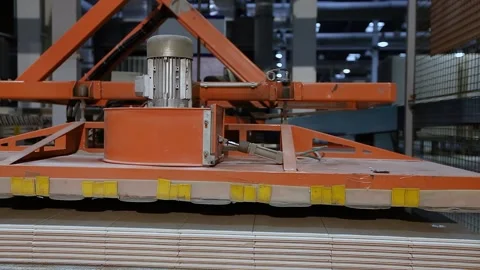 Large-Area vacuum gripping system fmc for controlled handling of tiles. Stock Footage 321430452
