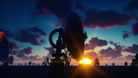 Large Array Radio Telescope. Time-lapse of a radio telescope in desert at Stock Footage 102871870