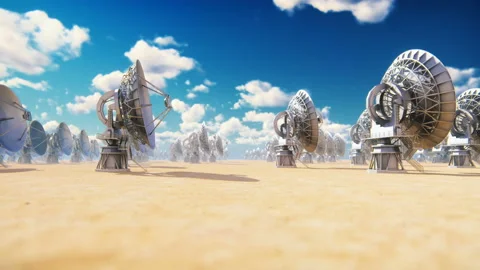 Large Array Radio Telescope. Time-lapse of a radio telescope in desert at sunny Stock Footage 102966230