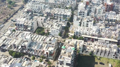 Large array of residential apartment and tenement covering solar for green fuel Stock Footage 300174123