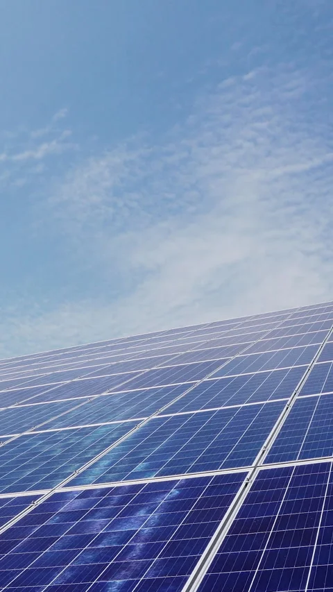 Large array of solar panels on roof house. Modern power plant Stock Footage 274410061