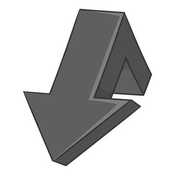 Large arrow shows down icon, monochrome style Illustrazione stock