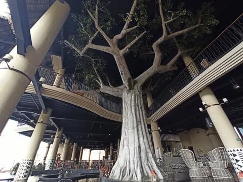 Large artificial tree in the center interior nature Stock Photos