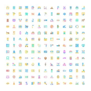 Large assorted icon set on white background Stock Illustration