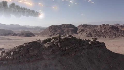 Large asteroid and meteor shower burning in the sky Vidéo 247873096