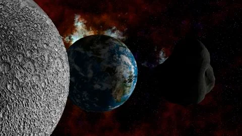 Large Asteroid approaching Earth Stock Illustration