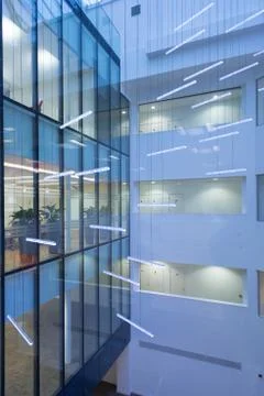 Large Atrium Twilight Stock Photos