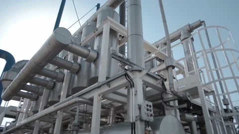 Large automated unit for cleaning the atmosphere from petroleum product vapors Stock Footage 212387032