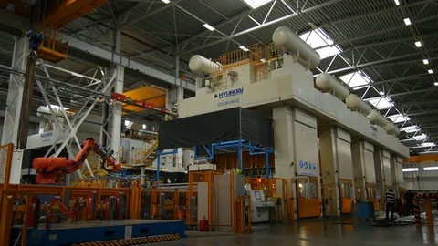 Large Automatic Machine Operates in Production Workshop Video stock 73868624