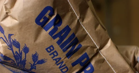Large bag of grain - close up Stock Footage 148244863