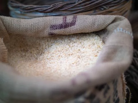 A large bag of rice Foto stock