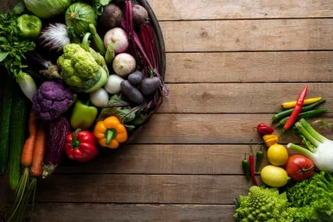 Large baking pan with fresh mixed colourful vegetables Stock Photos