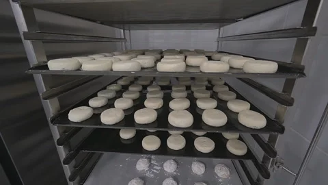 Large baking trays for baked goods Stock Footage 310885347