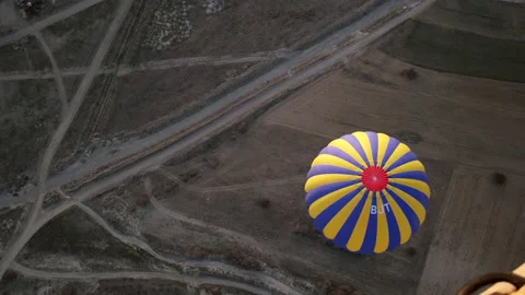 Large Balloon Flies over Earth. View from above. Flight of Dreams. Tourism Stock Footage 156617048