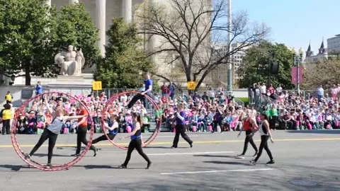 Large Balloon Parade in Washington DC in Washington on June 22, 2018 Stock Footage 348230710