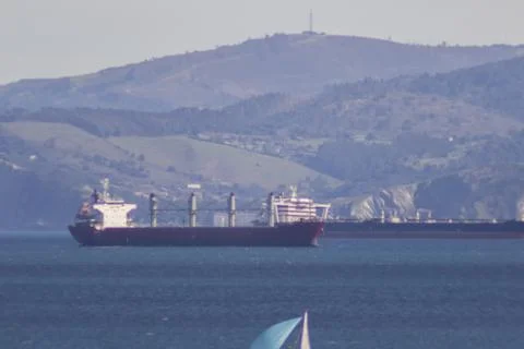 A large barge in the ocean. 写真素材