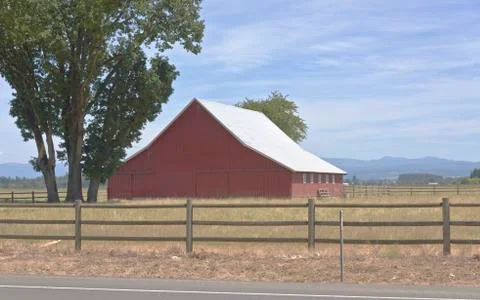Large barn in a field Oregon. Stock Photos