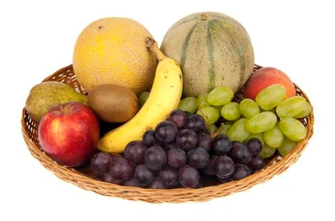 Large basket of assorted fruit Stock Photos