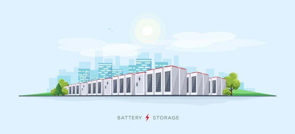 Large Battery Storage System Stock Illustration