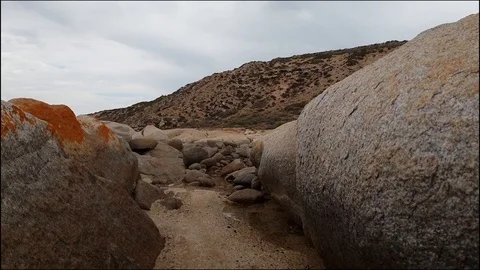 Large beach rocks and boulders Stock Footage 101044115