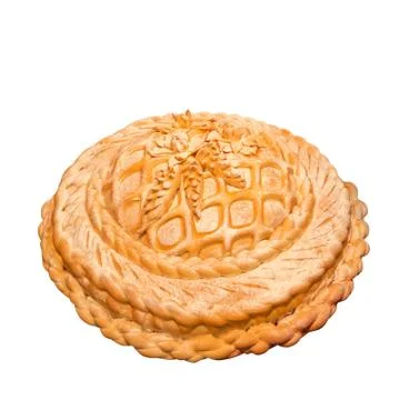 Large beautiful loaf of bread handmade with a pattern Stock Photos