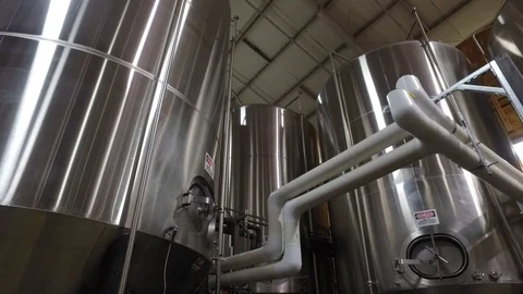 Large Beer Vats for Brewing Stock Footage 87927065