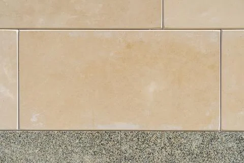 Large Beige Stone Cladding Panel with Speckled Granite Base Stock Photos