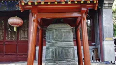 A Large Bell in a Red Pavilion Stock Footage 318354800
