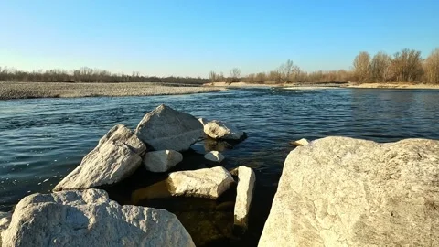 Large bend in the river where the water flows slowly Stock Footage 304813236