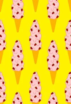 Large big ice cream pattern seamless. Vector cartoon background Illustrazione stock