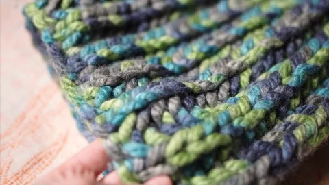 Large binding Brioche Stitch thick acrylic synthetic sheep's yarn. Colorful Stock Footage 121343691