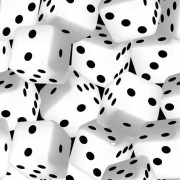Large black and white 3D dice seamless pattern Stock Illustration