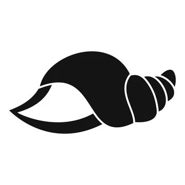 Large black and white seashell icon showing spiral shell イラスト素材