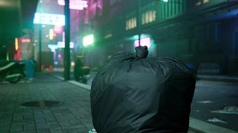 A large black bag sitting on the side of a street Illustration