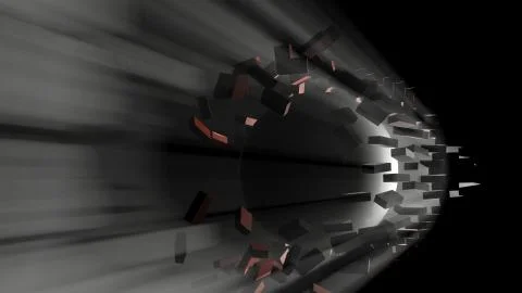 A large black ball smashed a brick wall Stock Illustration