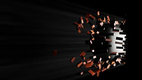 A large black ball smashed a brick wall Stock Illustration