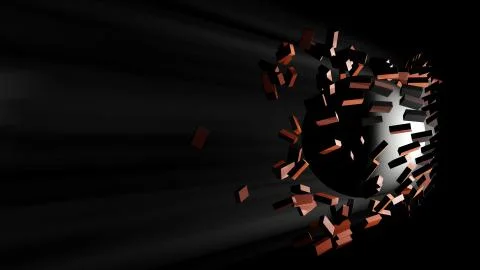 A large black ball smashed a brick wall Stock Illustration