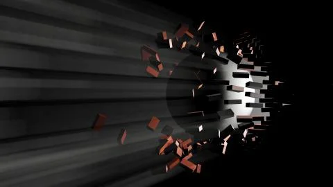 A large black ball smashed a brick wall Stock Illustration