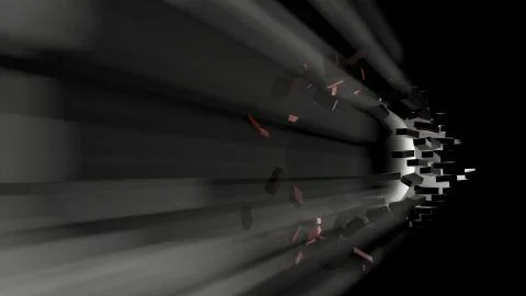 A large black ball smashed a brick wall Stock Illustration