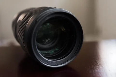 Large black camera lens Stock Photos