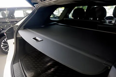 Large black empty car trunk. Open car trunk close up Stock Photos