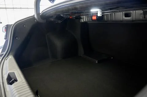 Large black empty car trunk. Open car trunk close up Stock Photos