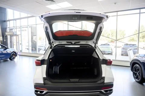 Large black empty car trunk. Open car trunk close up Stock Photos