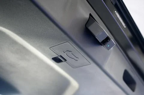 Large black empty car trunk. Open car trunk close up Stock Photos