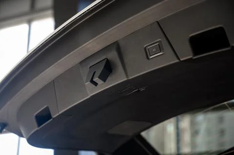 Large black empty car trunk. Open car trunk close up Stock Photos